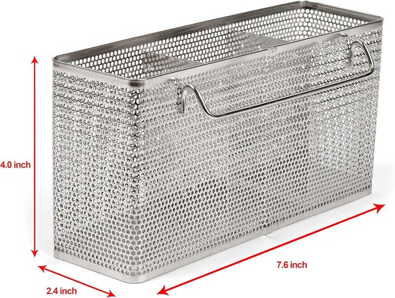 LENITH Kitchen Utensil Chopsticks Perforated Holder with Hooks - 304 Stainless Steel Storage for Organizer Dishwasher Safe (Large Rectangle) - Image 2